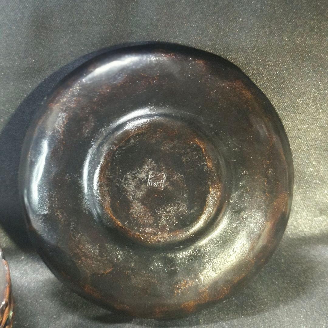 茶道具 唐金茶托 鎚起銅器 重弘造 明治骨董 桐箱 蒐集家放出美品 古美術