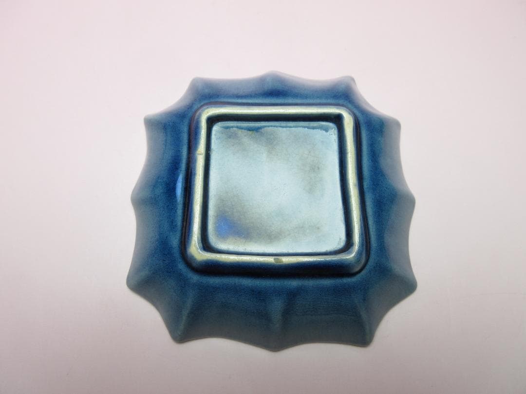 珉平焼 四方隅切皿 交趾陽刻 小皿 ７枚　70707