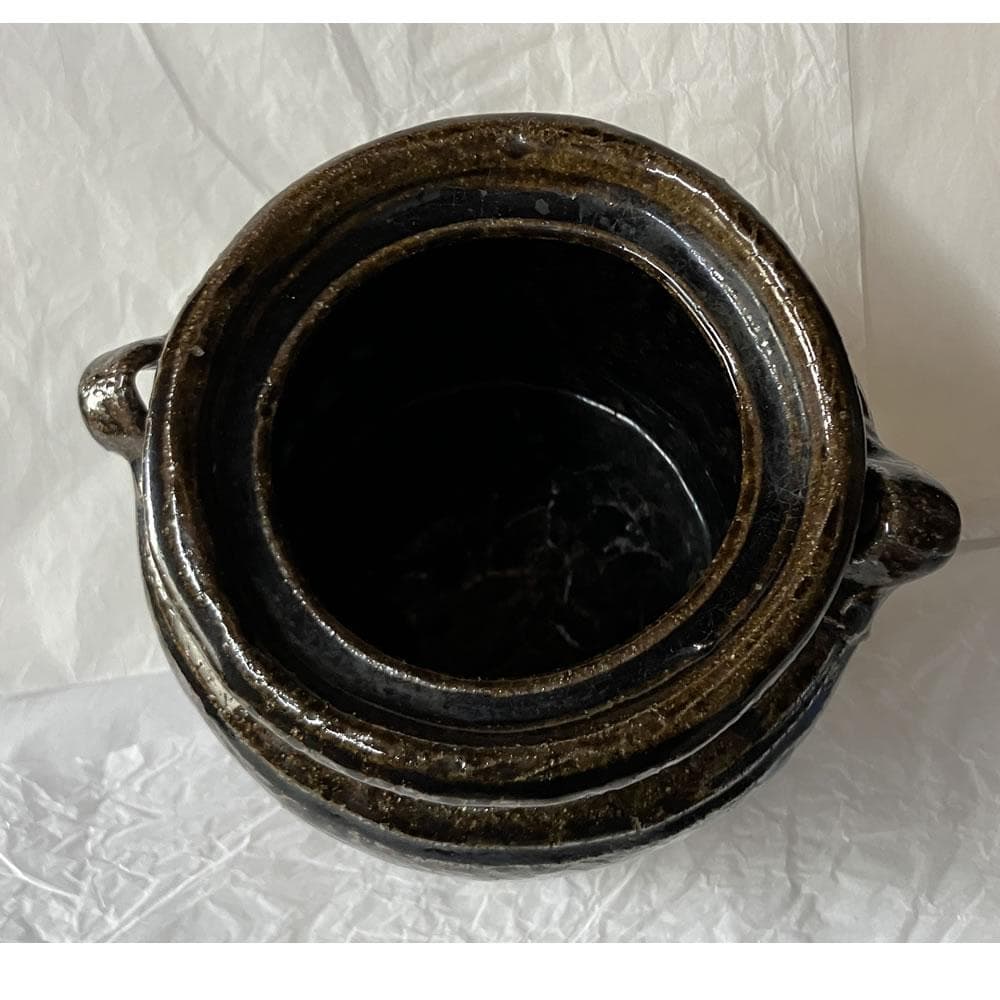 F1424 朝鮮唐津 耳付水指 木箱入り 水指 茶道具