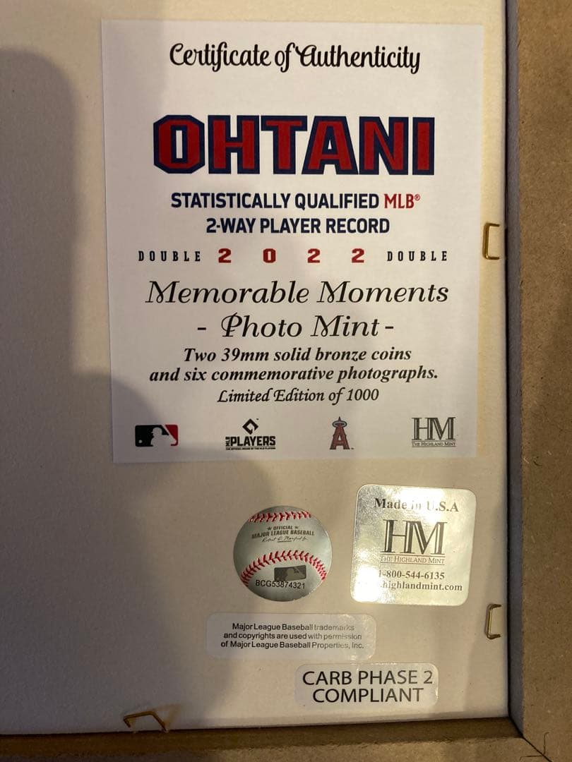 大谷翔平2022投打ダブル規定到達記念マーキーフォトミント 限定1000個