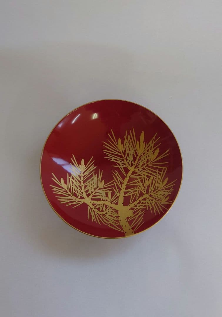 漆塗　木盃　丁字台付　松竹梅　三ッ組盃