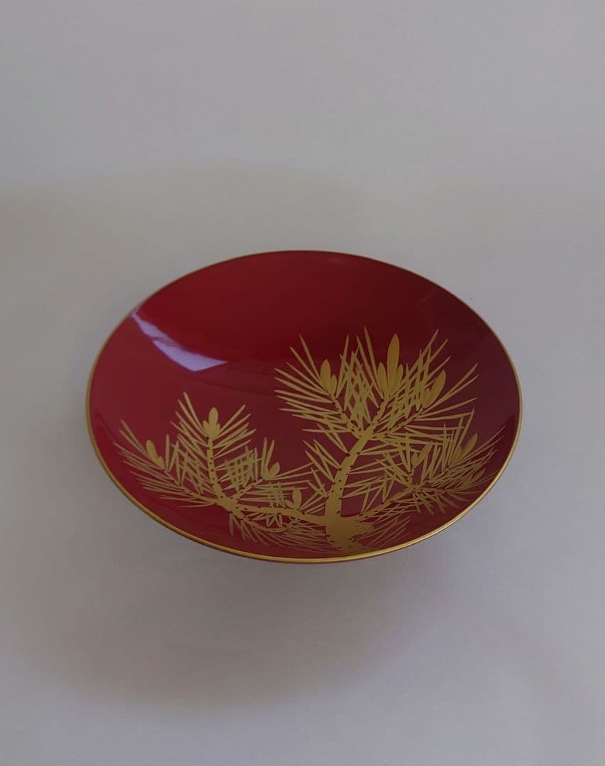 漆塗　木盃　丁字台付　松竹梅　三ッ組盃