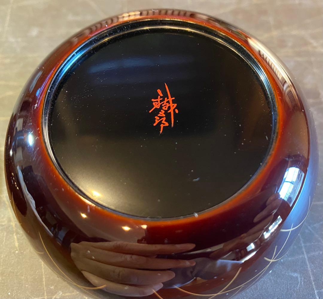 美品　輪島塗　棗　蒔絵・松虫（鈴虫）　　　　鈴谷鐵五郎作 ・茶道具　ヴィンテージ