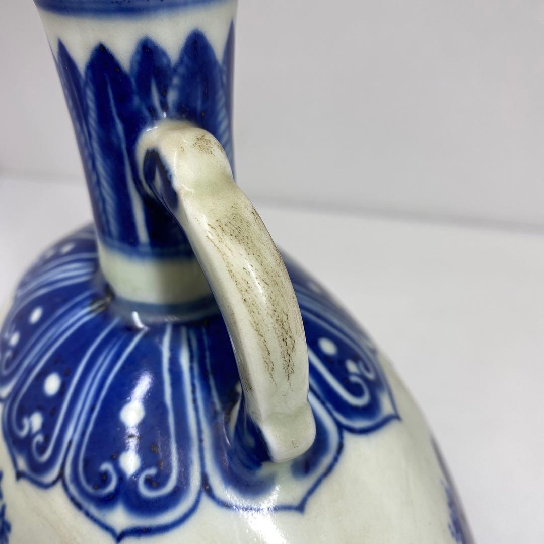 専用中国美術　大明宣徳年表青花花瓶　高さ約26.2㎝　タルチ　東さ7-0206①