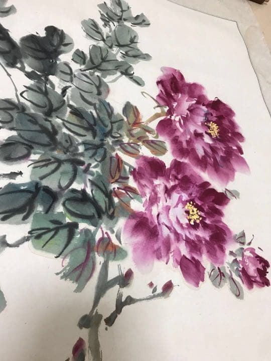 牡丹絵　掛軸　肉筆保証