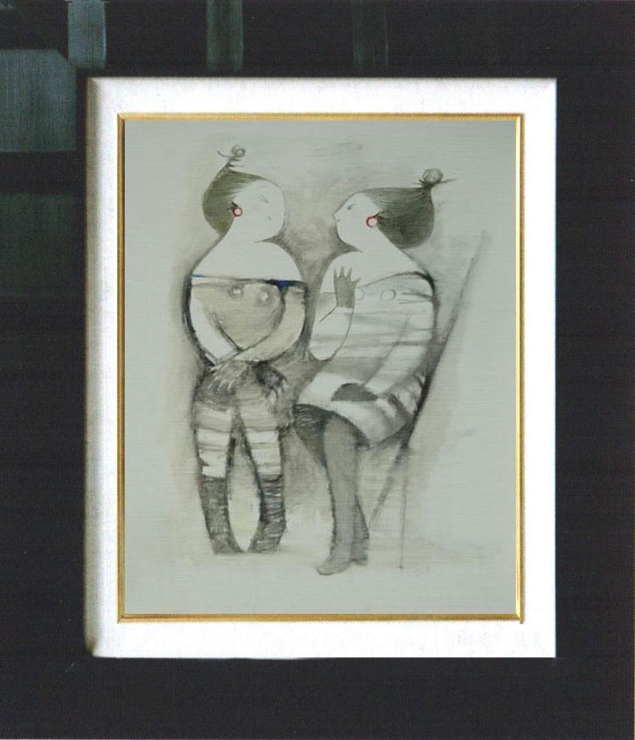 油絵 菅家令子 絵 絵画 インテリア 額付(白) F6-081712 人物 女性