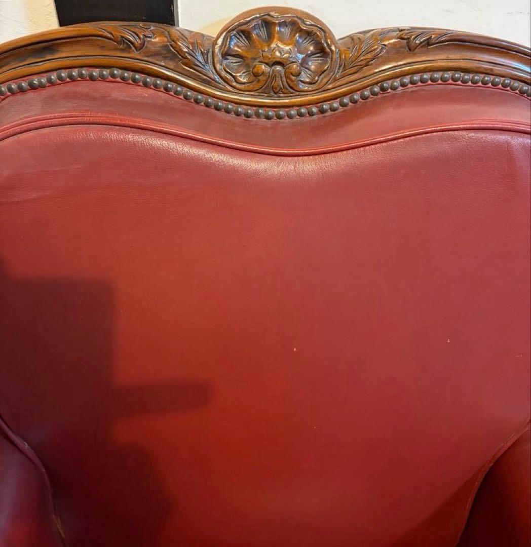 お値下げ　クラシック 赤 レザー アームチェア　1人掛け