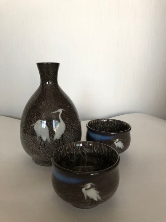酒器 現川焼 白サギ 横石臥牛