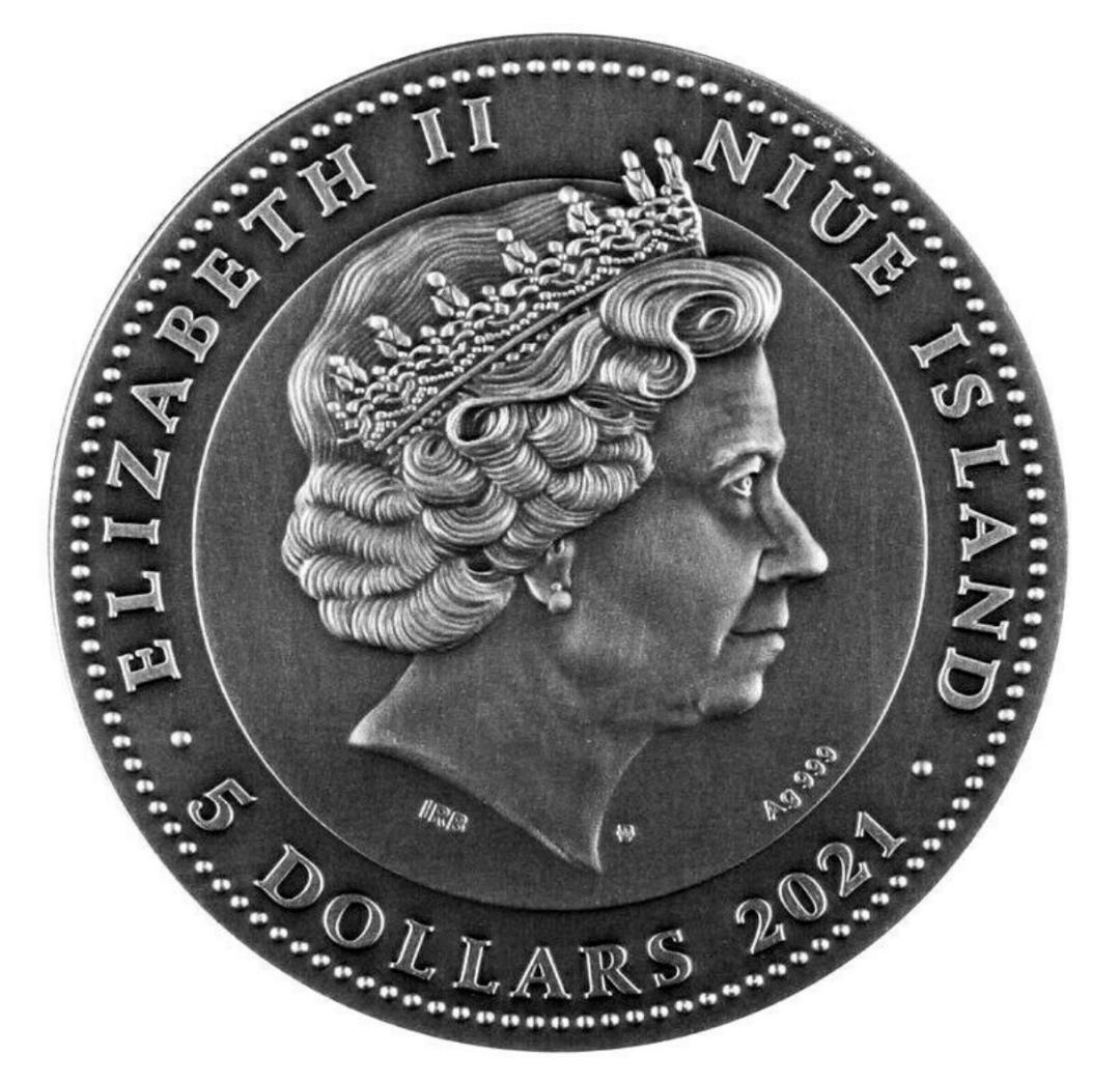 2021年ニウエ 武士道（Bushido）金メッキ付2オンス銀貨