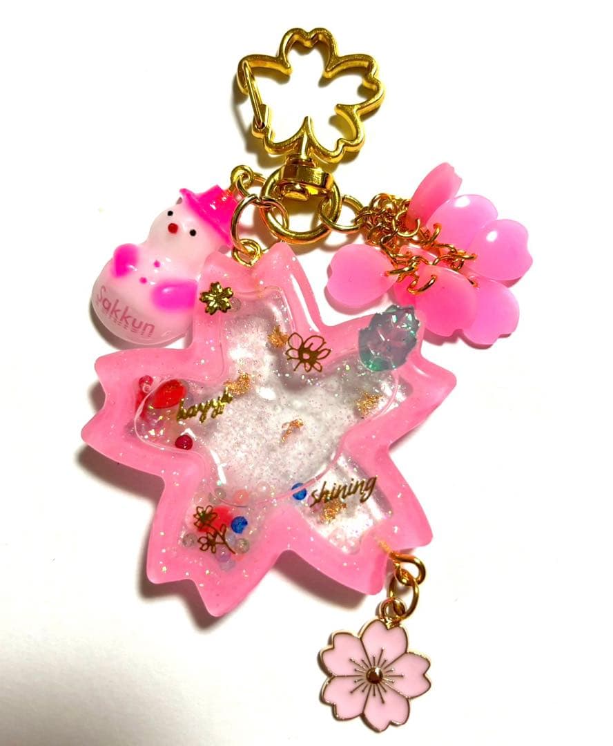 Man レジンキーホルダー さくらシェイカー 雪だるま ハンドメイド
