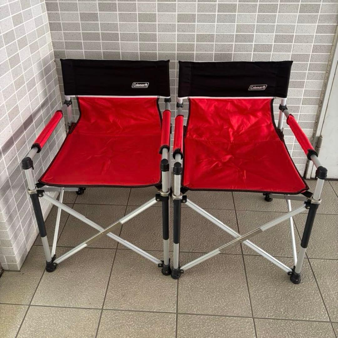 コールマン　スリムキャプテンチェア　レッド／ブラック　4脚セット