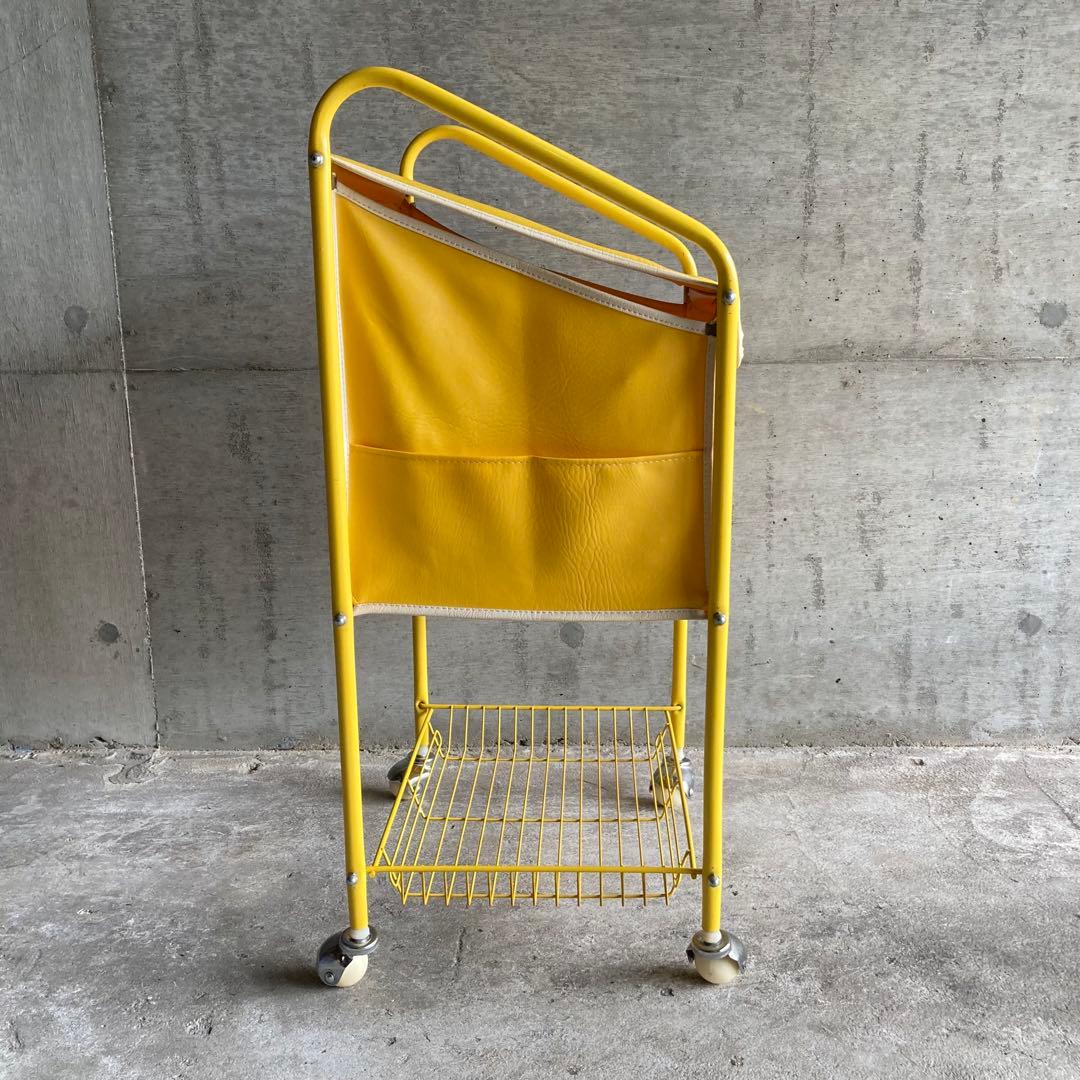 ウッドペッカー ワゴン カート ラック カゴ 収納 黄色 ポップ レア レトロ