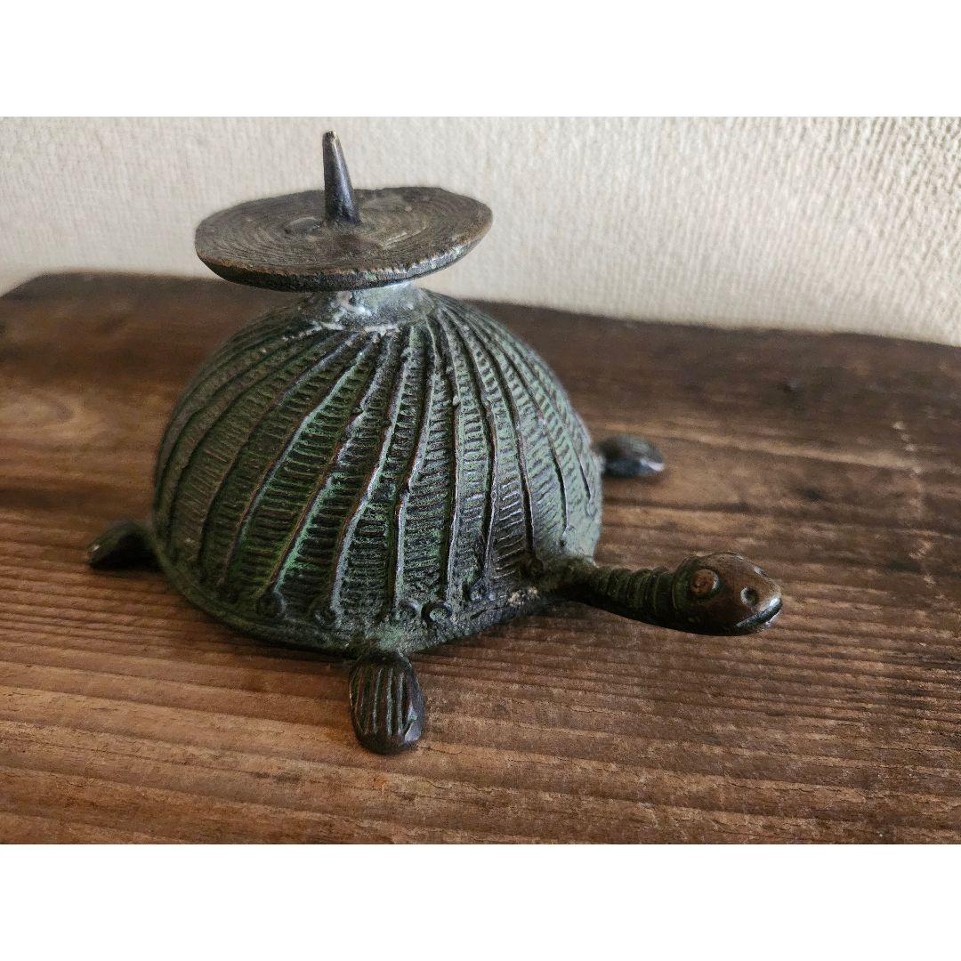 15世紀頃 ベトナム 古銅 亀の燭台 古道具 アンティーク