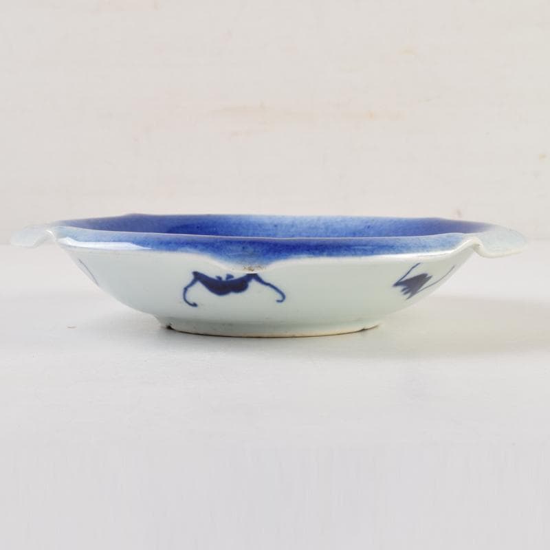 瀬戸焼　古瀬戸　西浦焼　花蝙蝠文　輪花盤　皿　N　9104