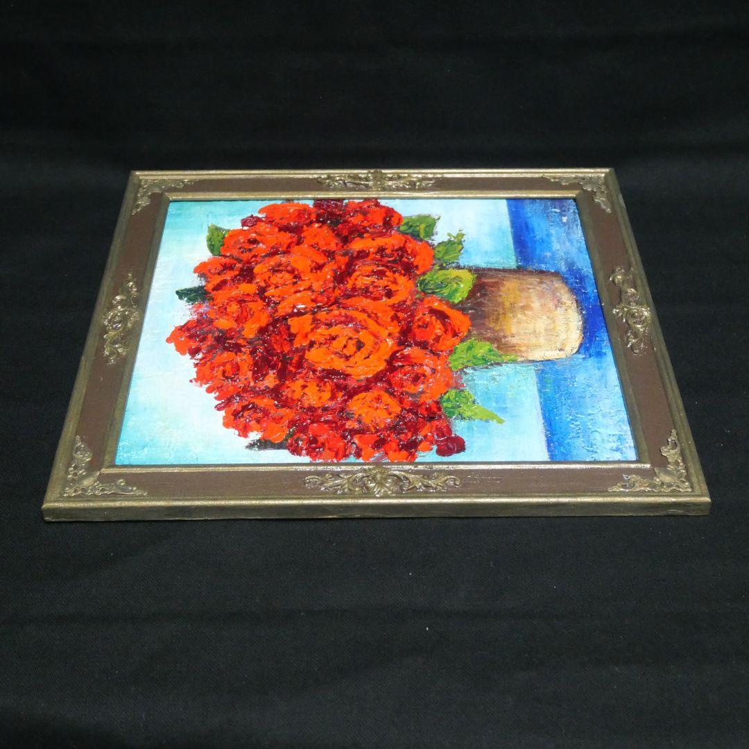 油絵 油彩 油彩画 絵 絵画【赤い薔薇】