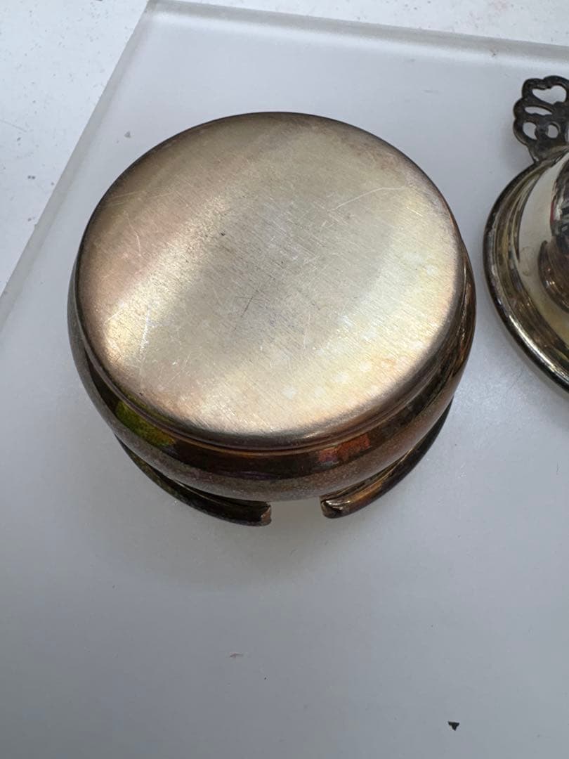 銀製ストレーナー 真珠母貝ハンドル・107g・中古品