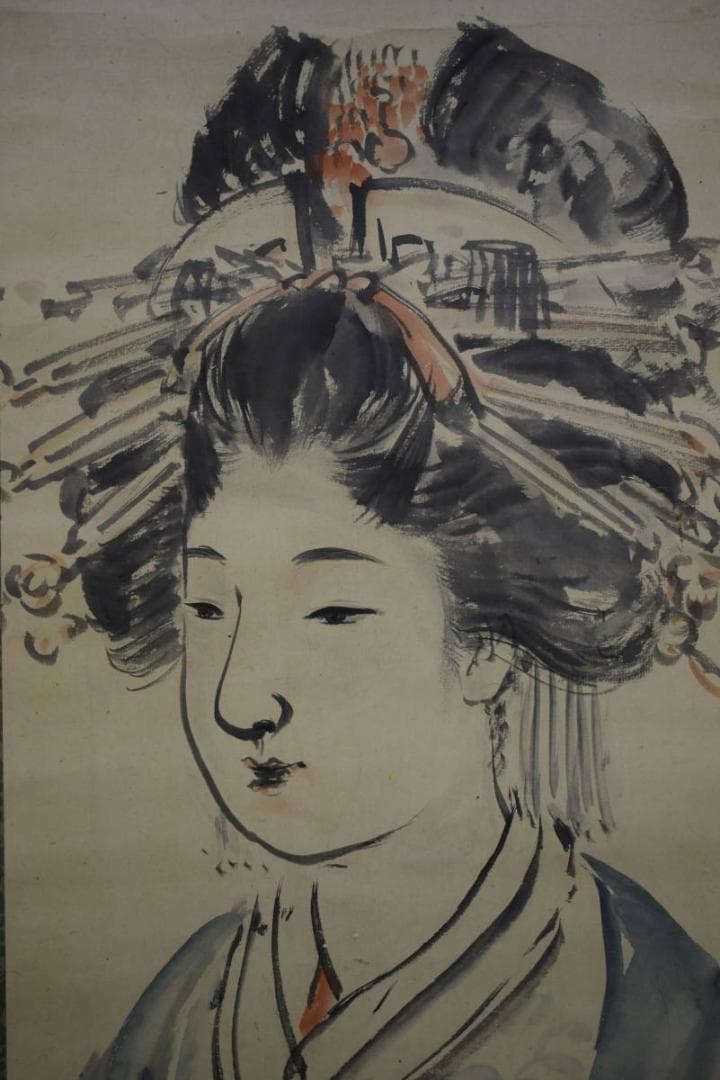 不詳/作者不明/舞妓/美人画/布袋屋掛軸HH-733