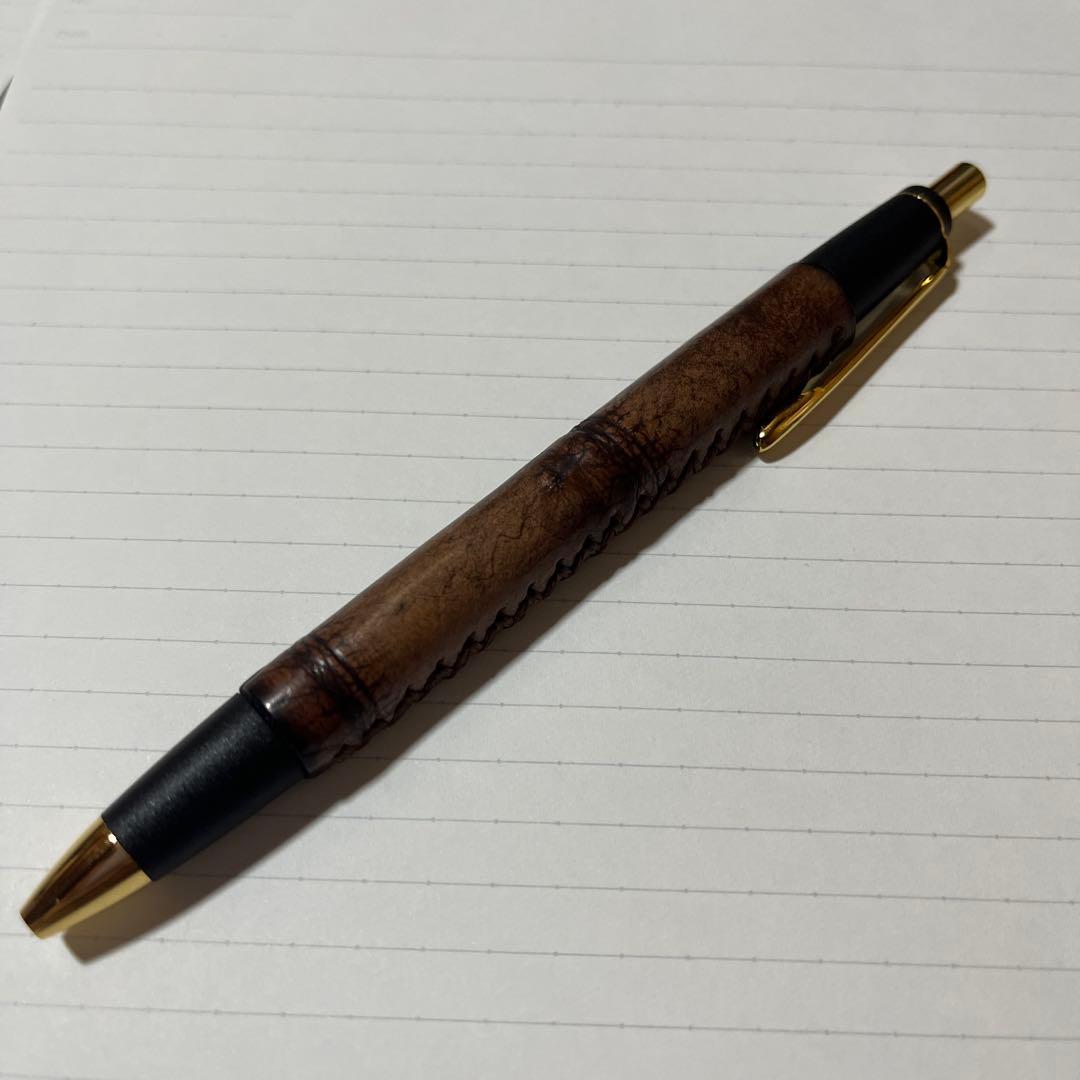 シックザール 革軸ペン 真鍮金具 クロコダイル ダークブラウン シャーペン