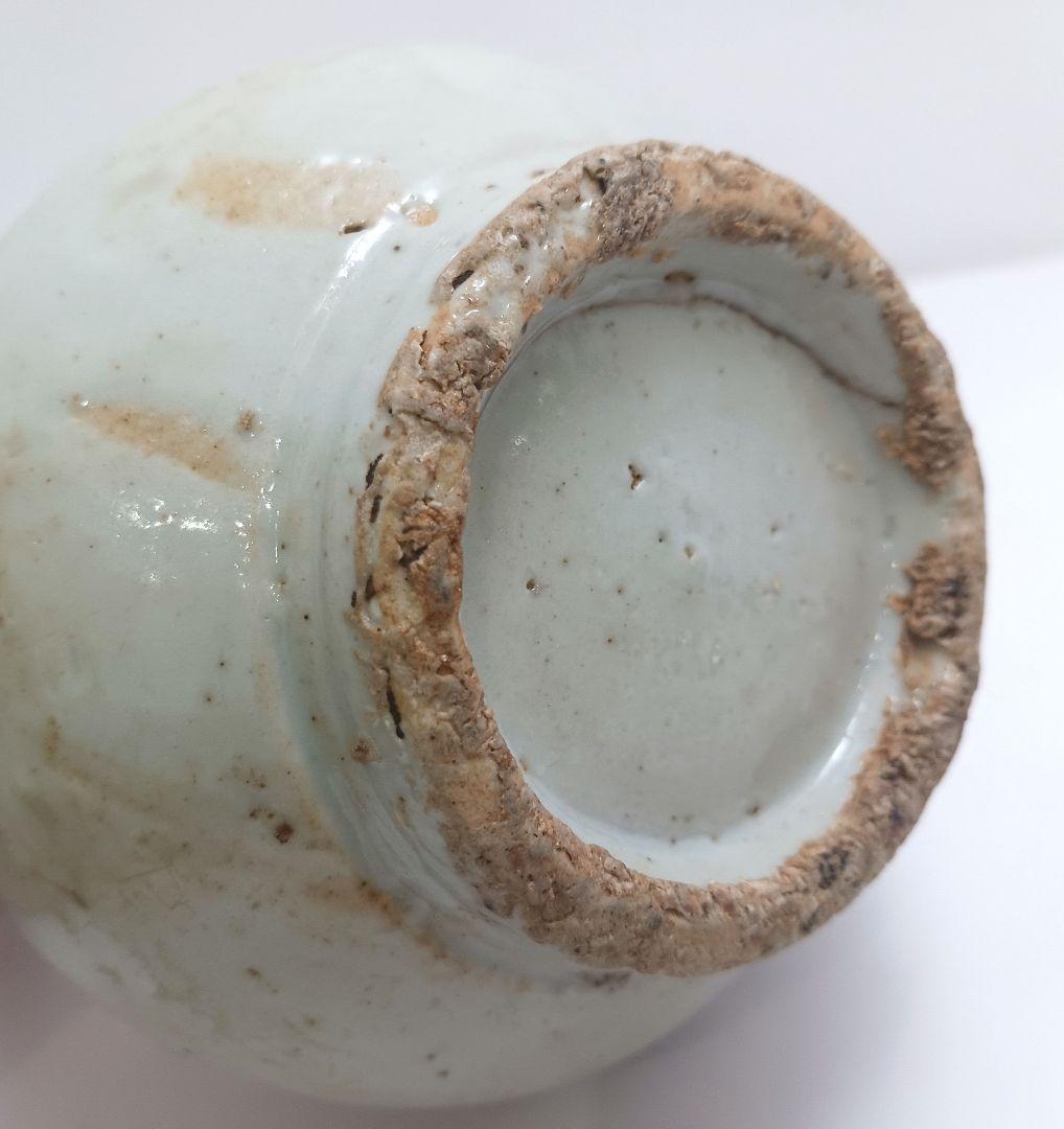 Y2984 朝鮮美術 李朝白磁染付仏手柑文壺 李朝染付壷　　ten