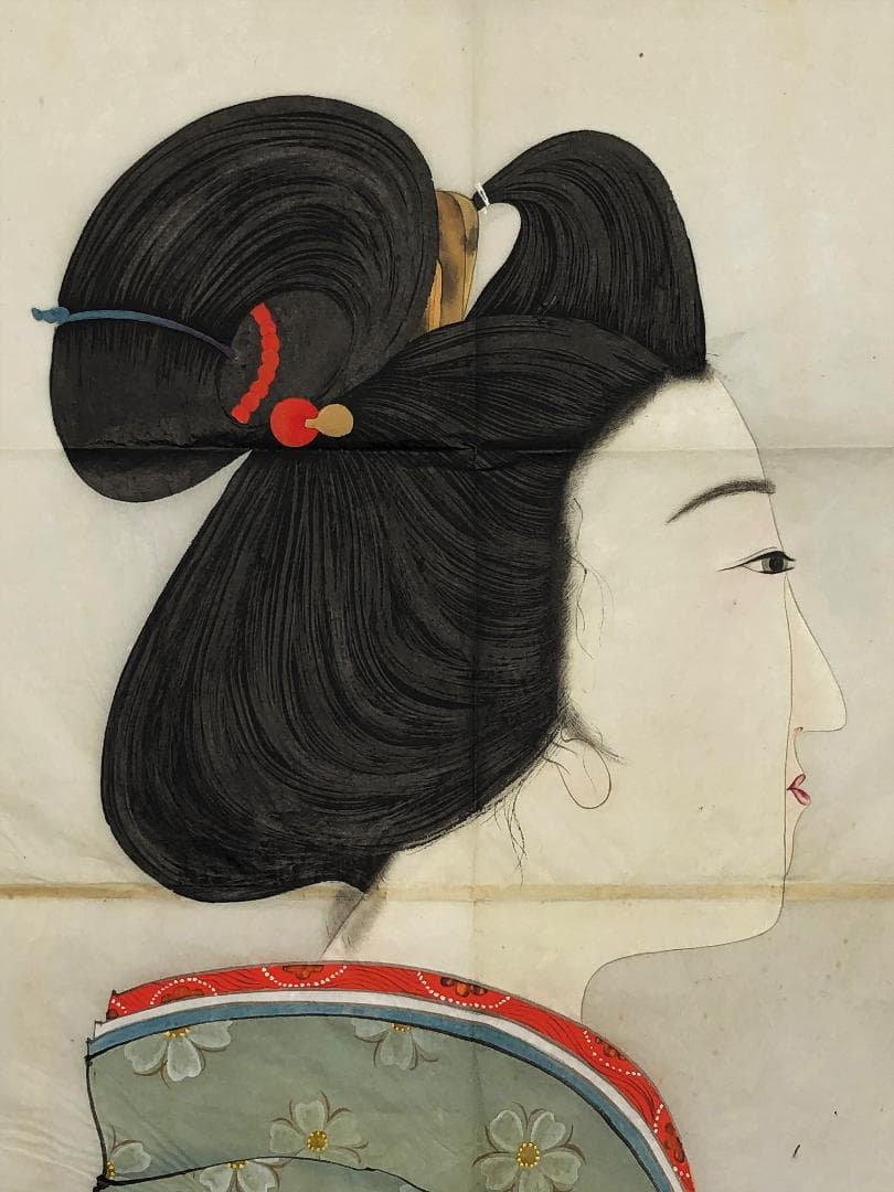 【 江戸期美人画 】　日本画　肉筆浮世絵　蔵出し書画