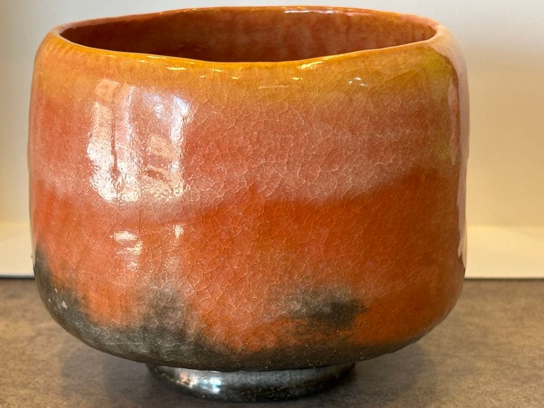 茶道具 佐々木昭楽 赤楽茶碗 時 あかり 茶碗 共箱