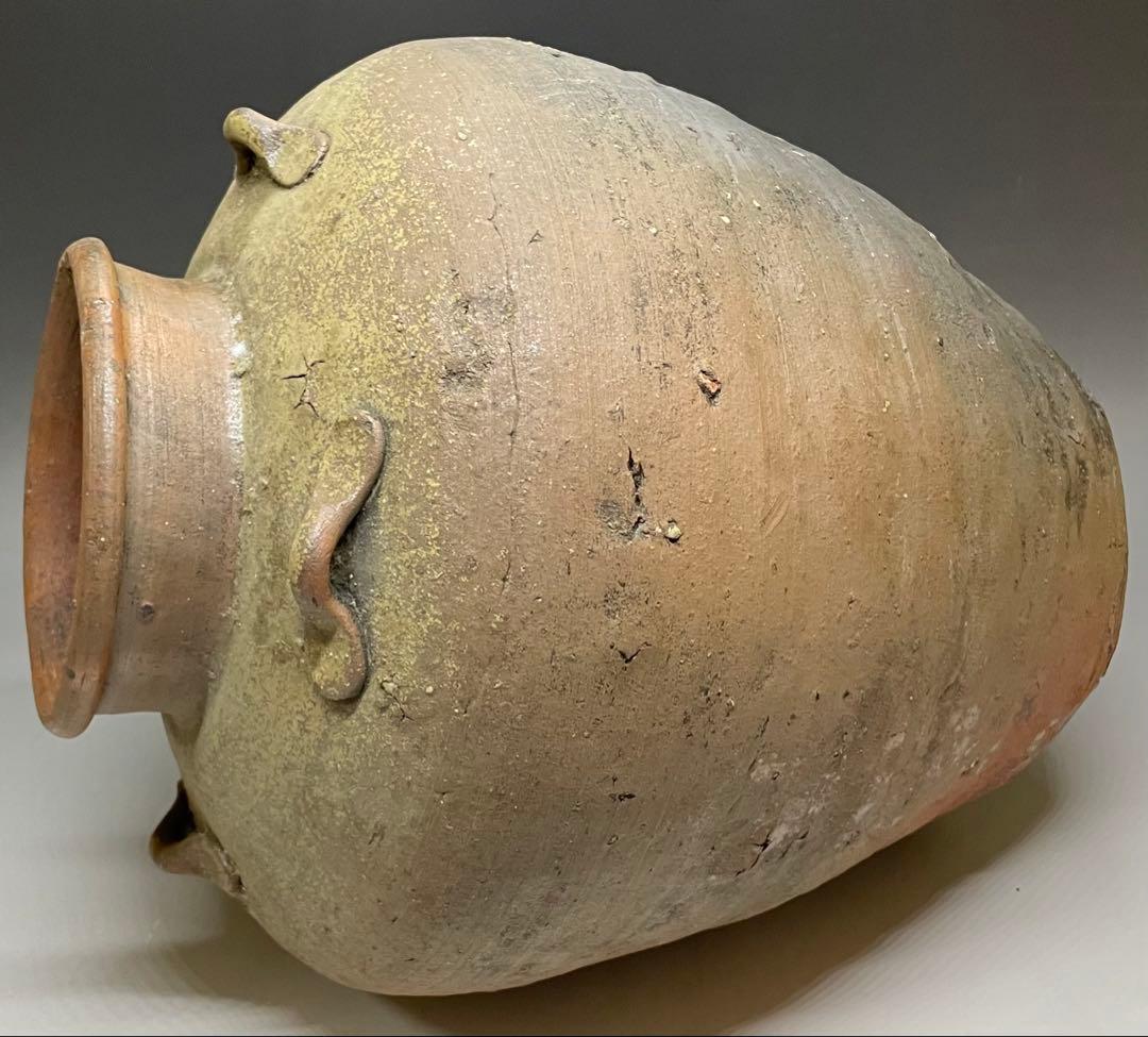 古備前　四耳壺　葉茶壺　28.5cm y5517
