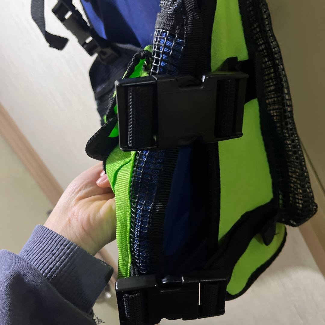 90s   フィッシングベスト グリーン/ネイビー　L