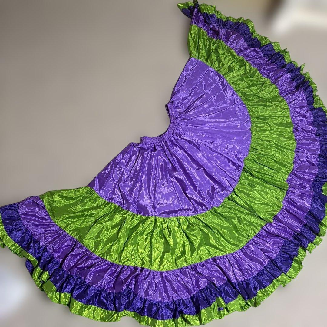 ベリーダンス用フリルスカート 紫と緑
