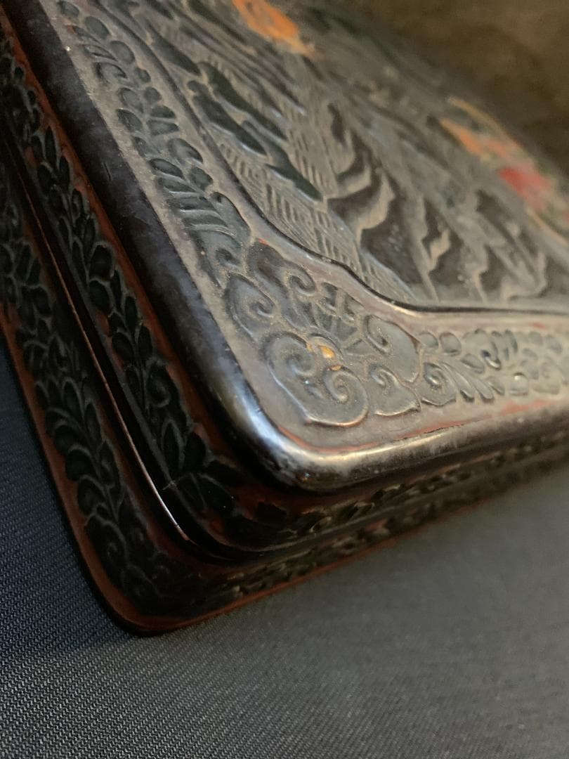 中国 骨董 硯 文鎮 箱 彫刻 書道 古 道具 文箱 漆 筆入 時代 美術