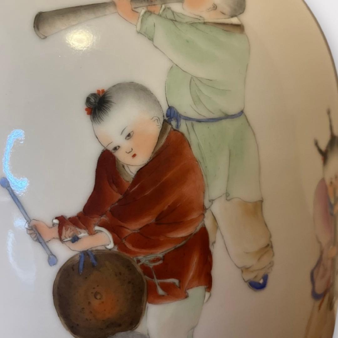 景徳鎮 童 壺 花瓶 中国 USED IN JAPAN