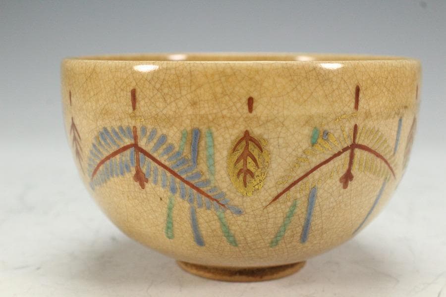 茶道具 古清水 しめ縄絵 茶碗 美品(K-BB519)