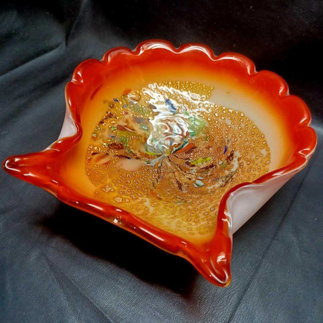 MURANO ムラノ ミルフィオリ崩し シェル ホタテ貝形 貝殻 モチーフ 皿