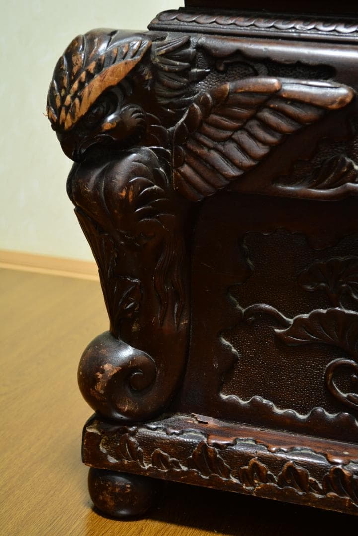 18-19世紀　希少　唐木　龍鳳凰彫刻　　長椅子　高級家具　アンティーク