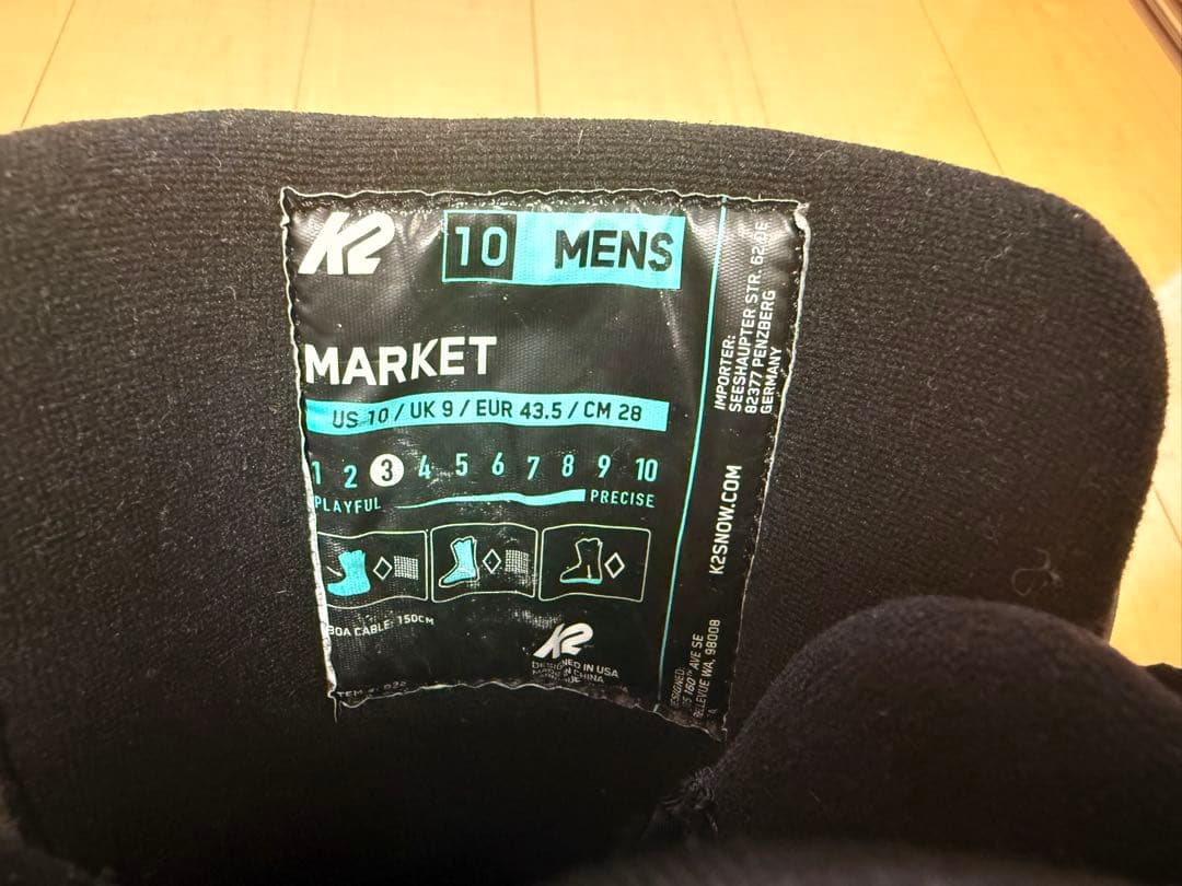3回使用 K2 MARKET 28cm スノーボードブーツ ブラック BOA