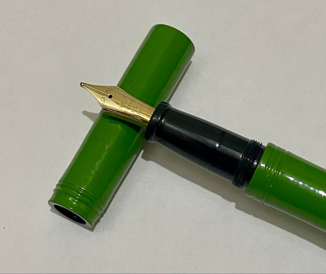 万年筆　大橋堂　植原栄一　エボナイト　ペン先21K 漆　竹型