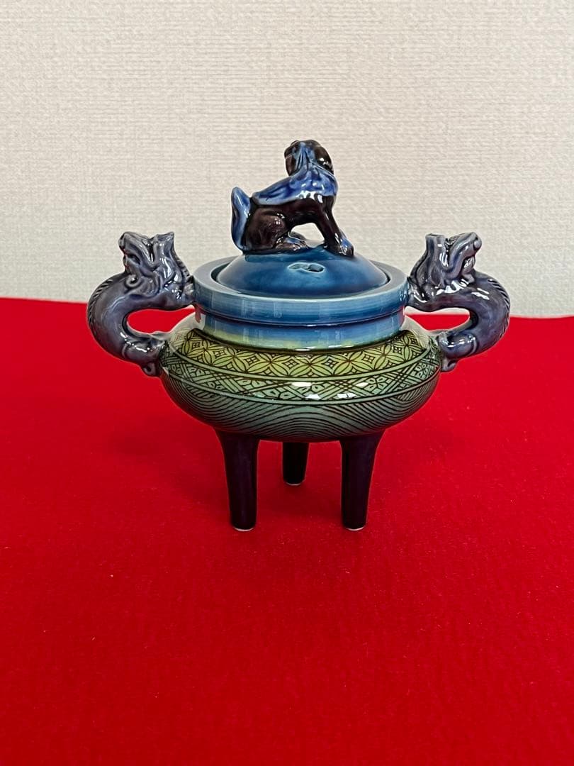 人間国宝 柳雨軒 三代 徳田八十吉(正彦銘)  彩釉 小紋香炉 管理T149