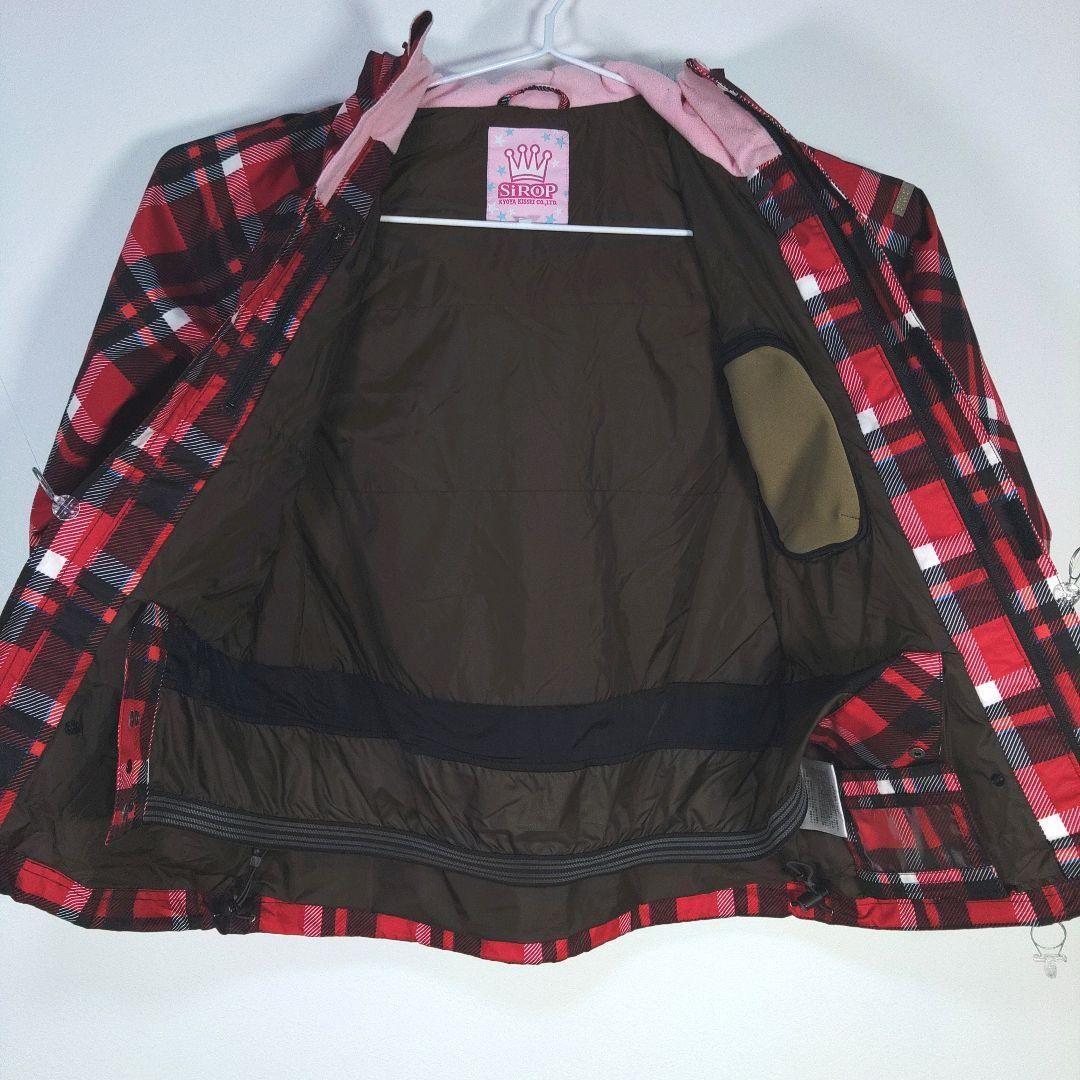 レディース　M　スキー　スノーボードウェア　上下セット　レッド　チェック柄　黒