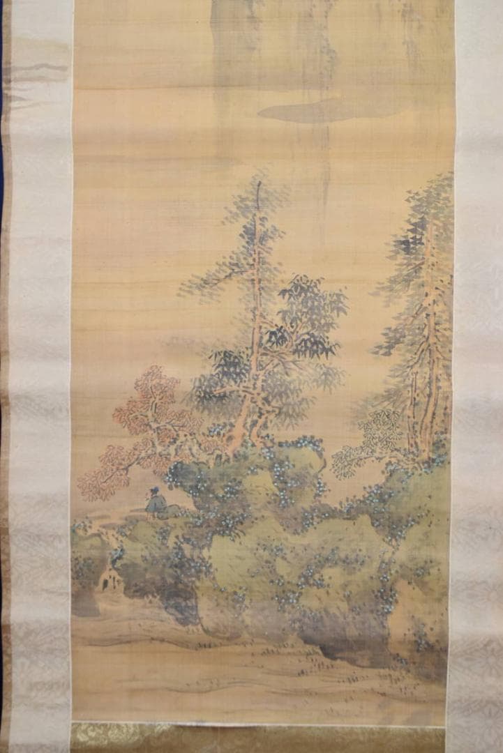 【真作】谷文晁/山水人物図/秋景山水図/秋渓山水人物図/掛軸/名家伝来AB-36