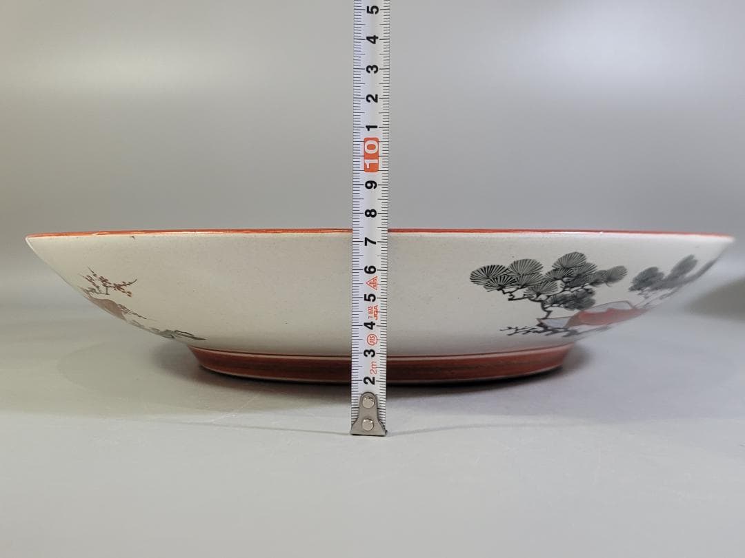 九谷 金彩赤絵 細密 武者絵 一対 幅37 cm 明治時代 DT395