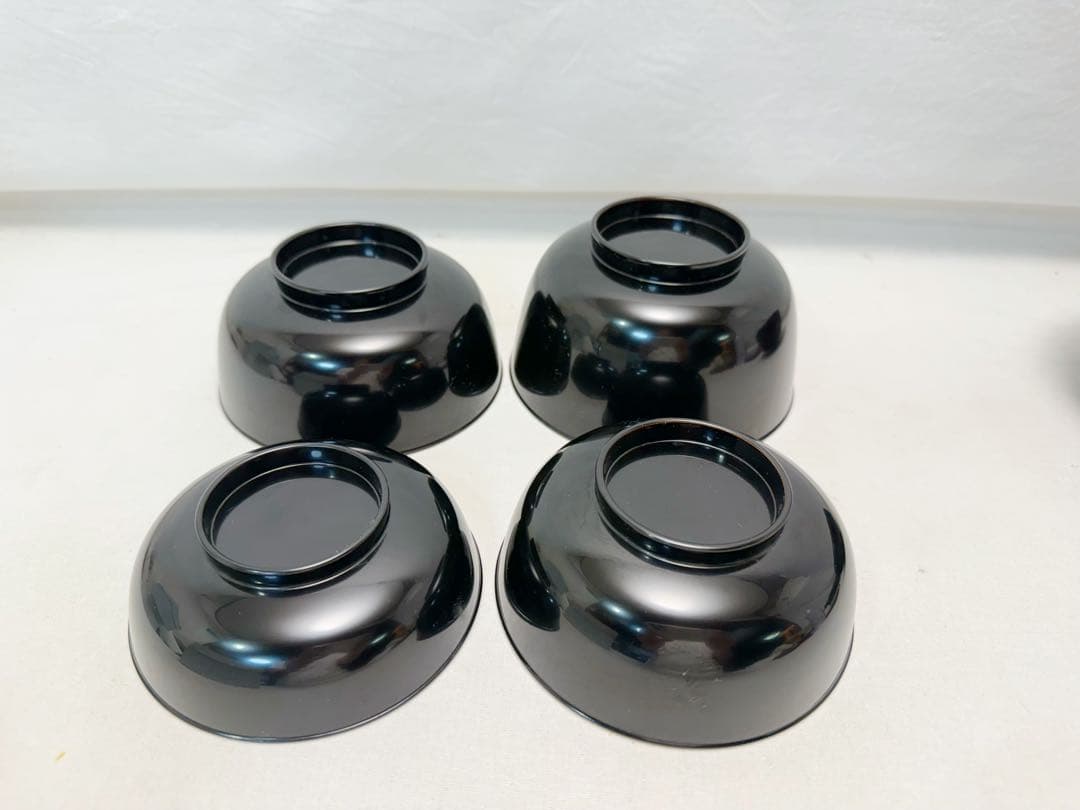 ほぼ未使用 懐石道具 木製 黒真塗 四つ椀 小丸椀 2客揃 元箱