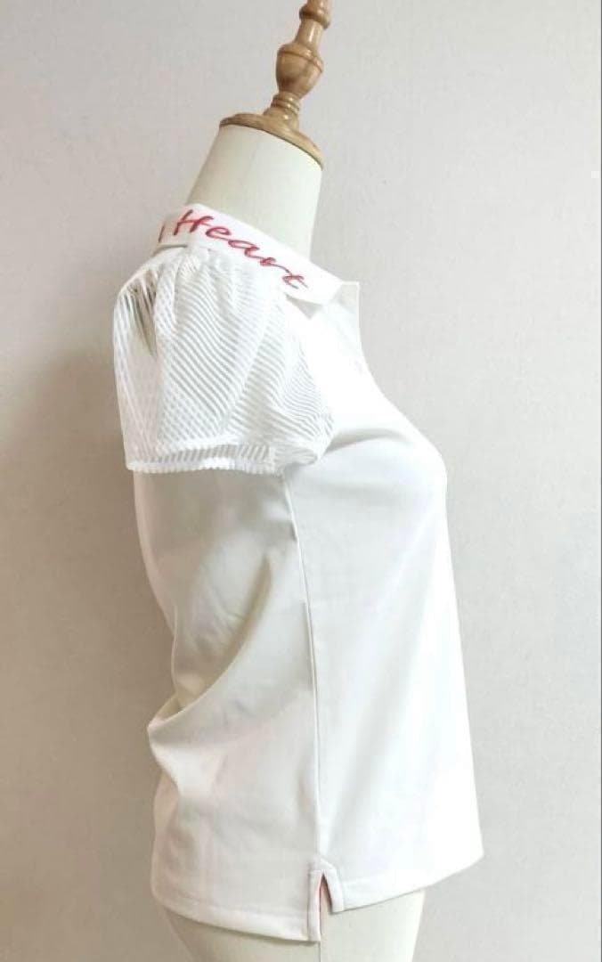 【新品】ビバハート ゴルフウェア ポロシャツ 刺繍ロゴ入り 白×メッシュ切り替え