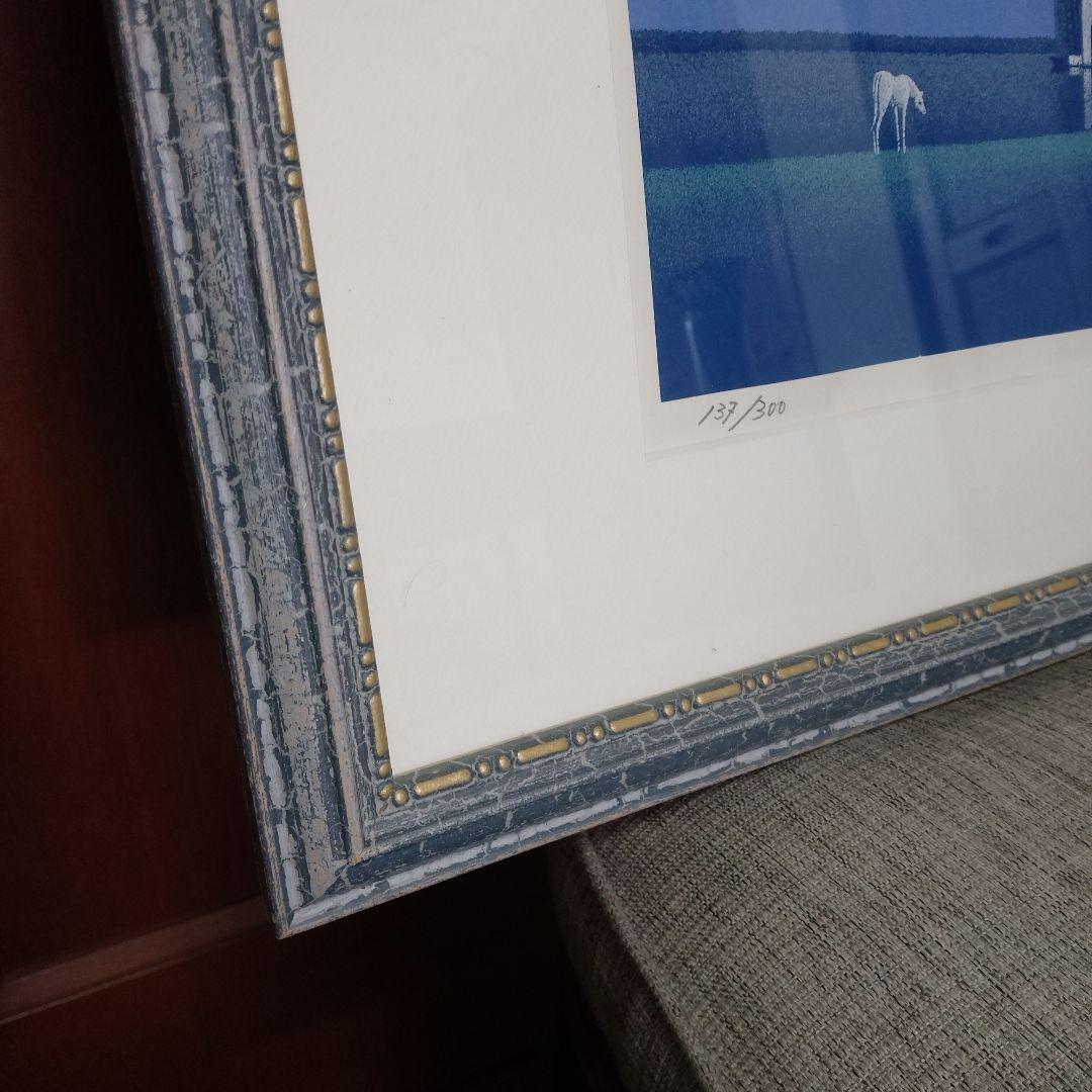 【美品】松浦敬文 　「水辺の城」　シルクスクリーン 版画　リトグラフ　特注額装