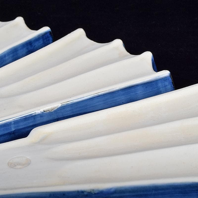 京焼　平安昭阿弥造　染付　山水文　扇面型　向付　五客　共箱　V　R9496B