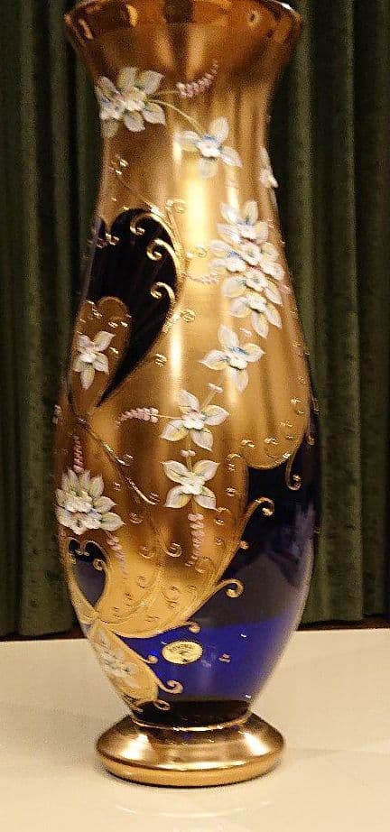 花瓶  青 ボヘミア　52㌢