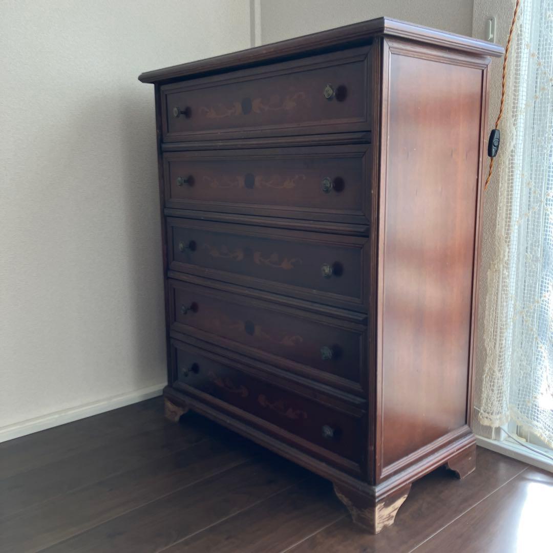 アンティーク 5段チェスト 箪笥 収納 ／イタリア イギリス フランス