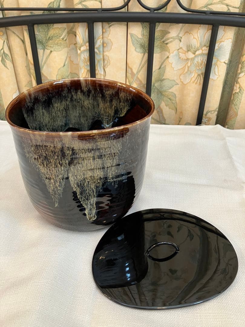 【未使用品】茶道具 一重口 水指 阿漕窯 一甫作 共箱付き