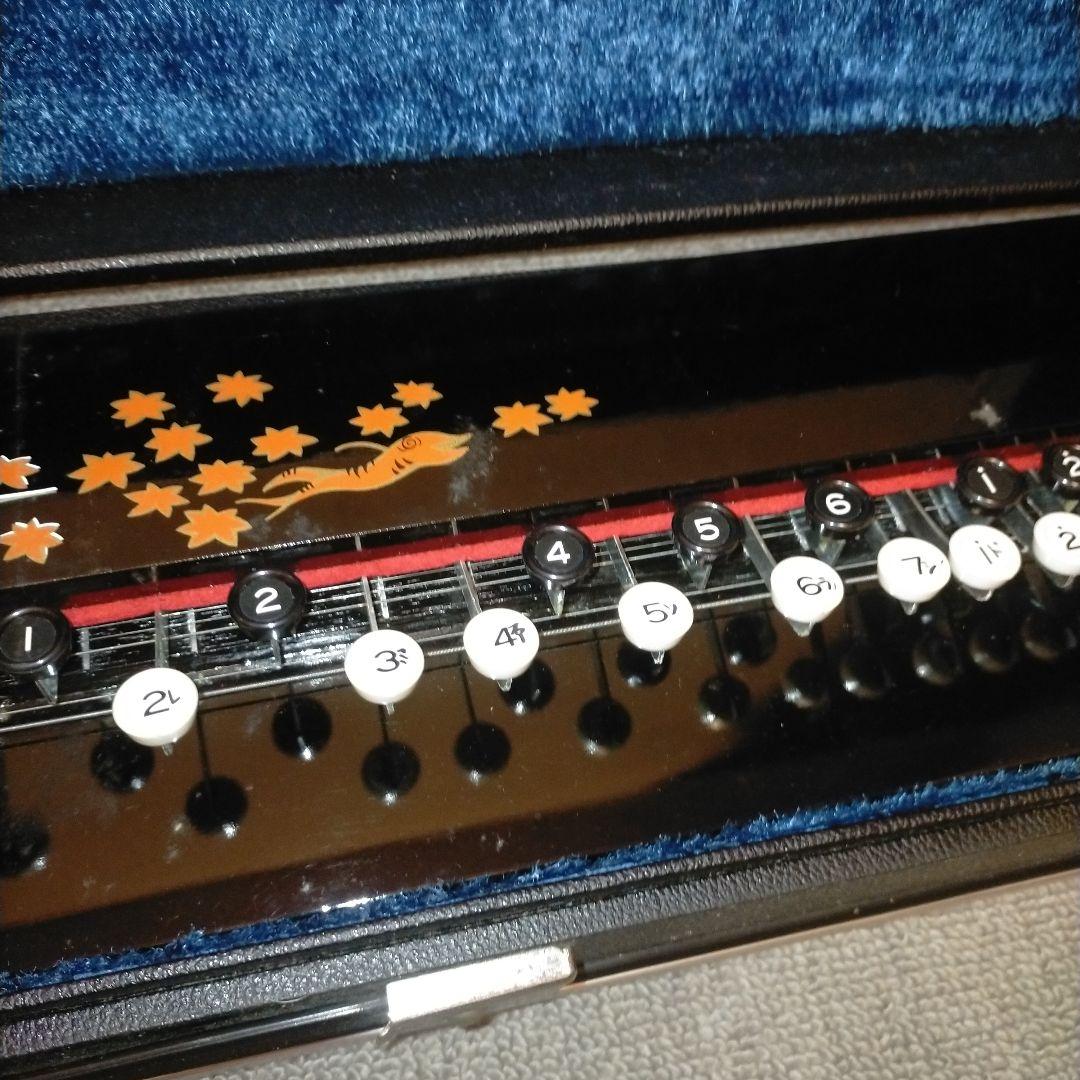 昭和レトロ 琴 ケース付き ピーコックハープ 人力車 花柄 大正琴 和楽器