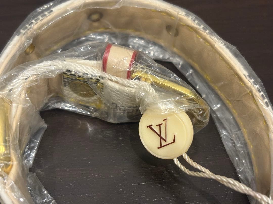 ダミエデザイン　小型犬　首輪　リード　セット　アズール