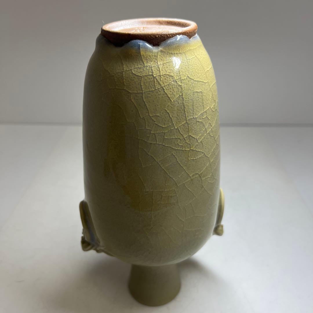 中国美術　青磁龍耳花瓶　高さ22㎝　東Y8-0108⑤タウオ