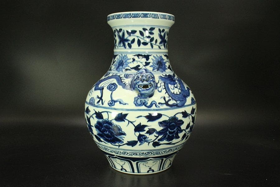 中国美術 景徳鎮 古い花瓶(ZE511)